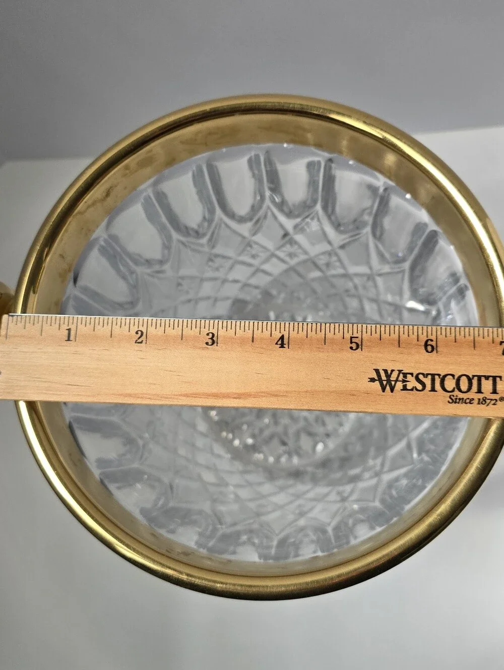 Heavy Crystal Pressed Glass Champagne Bucket With Gold Colored Rim W/Blemishes